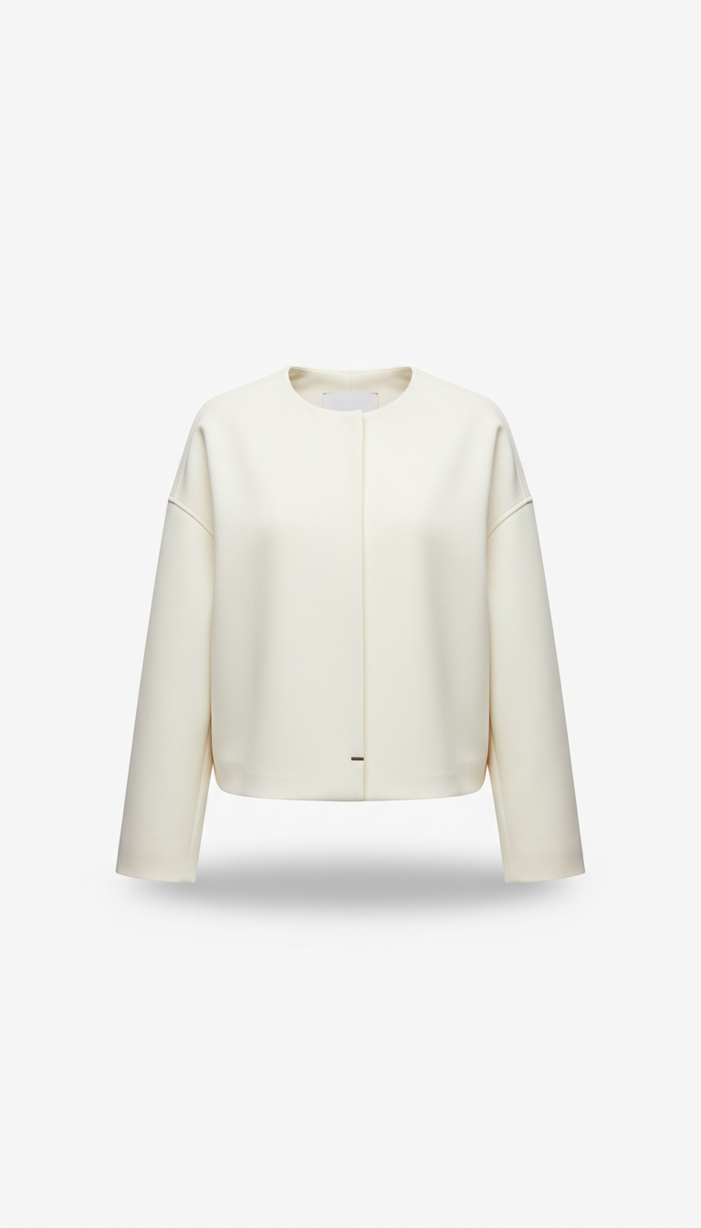 Cropped Boxy Jacket With Hidden Placket