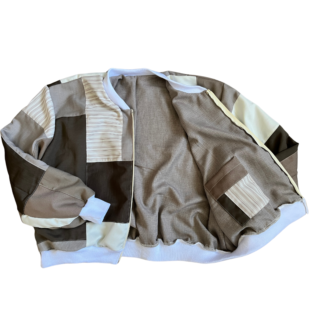 4 Pocket Patchwork Jacket (Cream/Brown - 02)