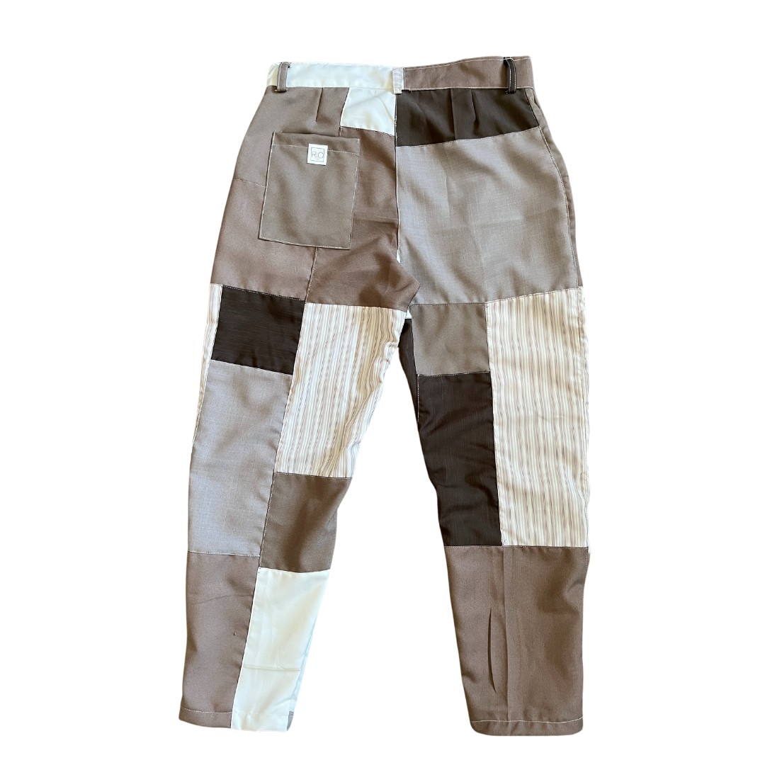 4 Pocket Patchwork Tapered Trousers (Cream/Brown - 01)