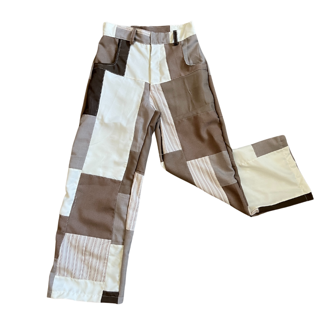 4 Pocket Patchwork Trousers (Cream/Brown - 01)