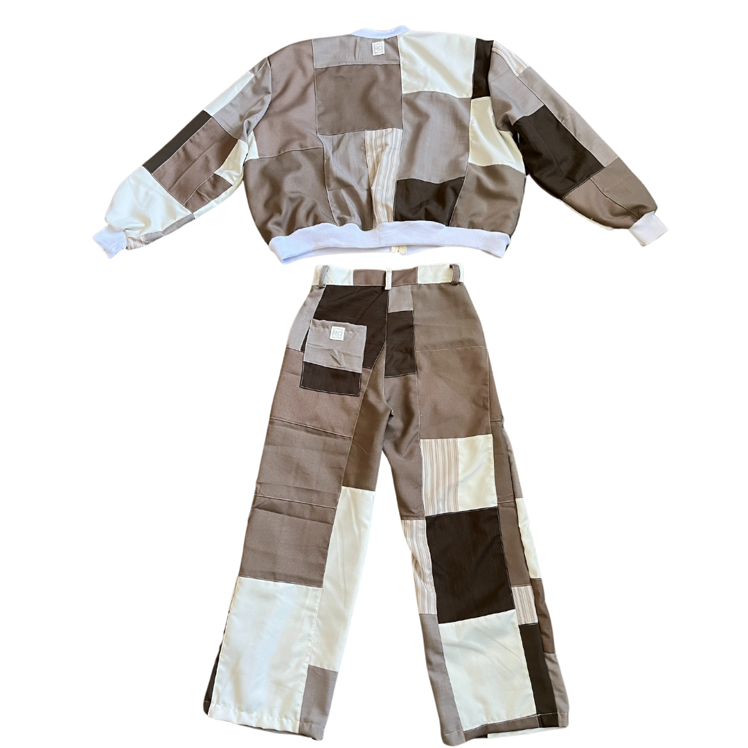 4 Pocket Patchwork Trousers (Cream/Brown - 01)