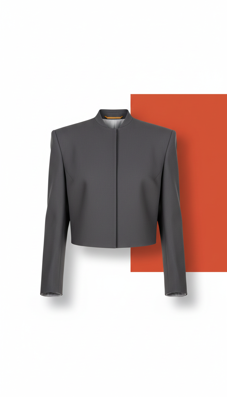 Structured Cropped Jacket with Geometric Panels