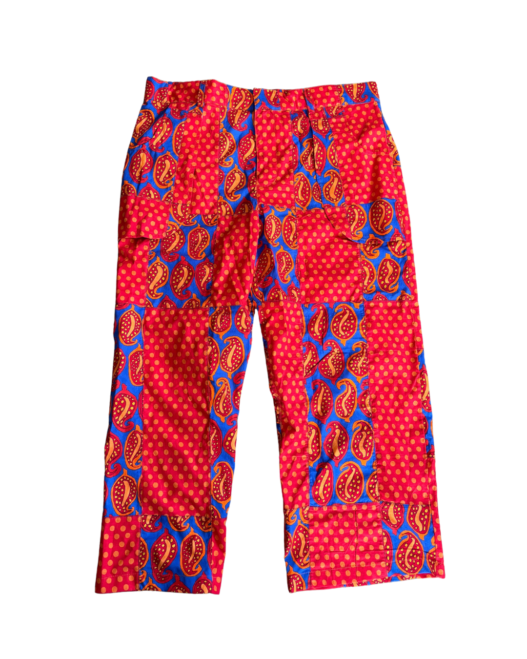 SCOOP POCKET PATCHWORK TROUSERS - Orange Paisley