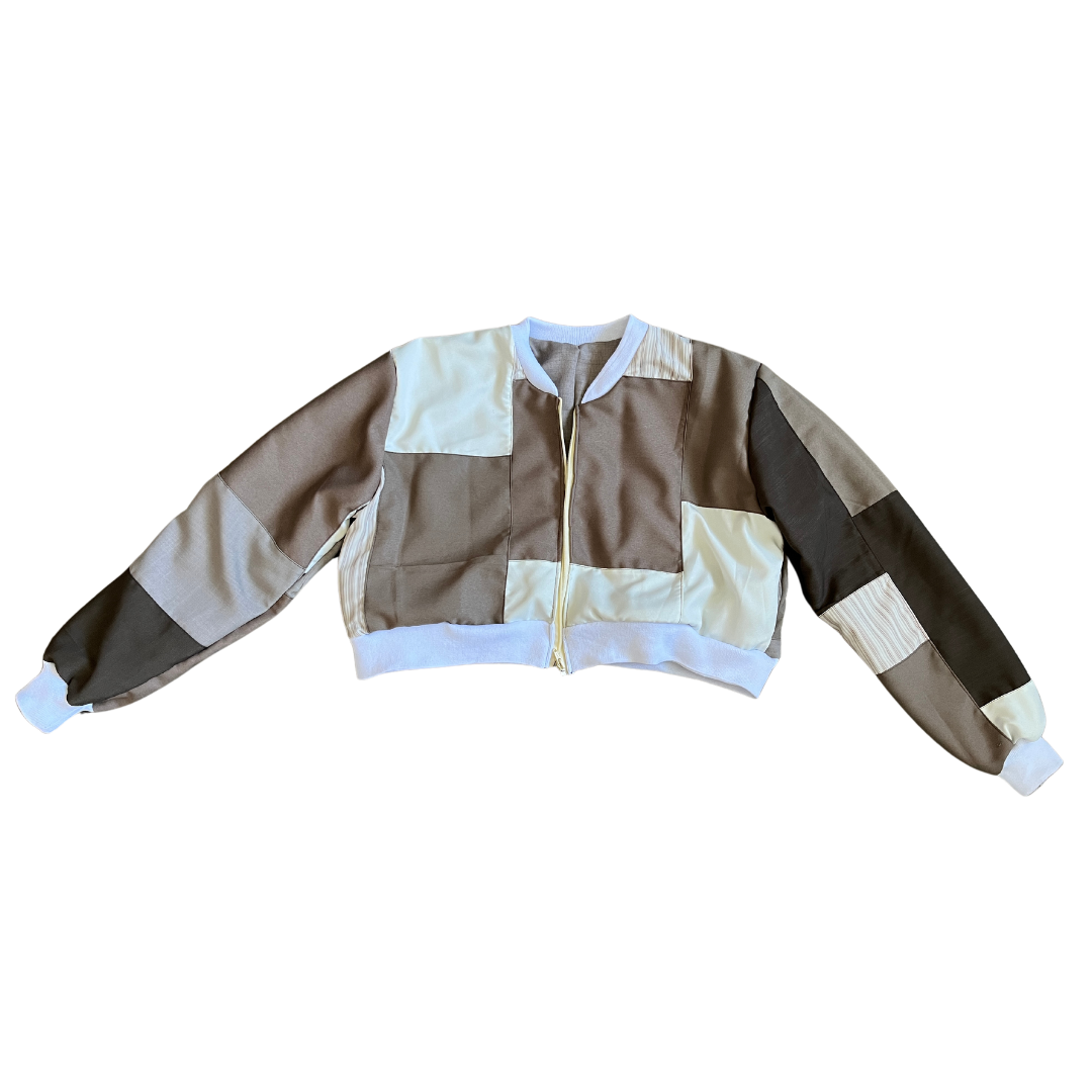 4 Pocket Patchwork Jacket (Cream/Brown - 01)