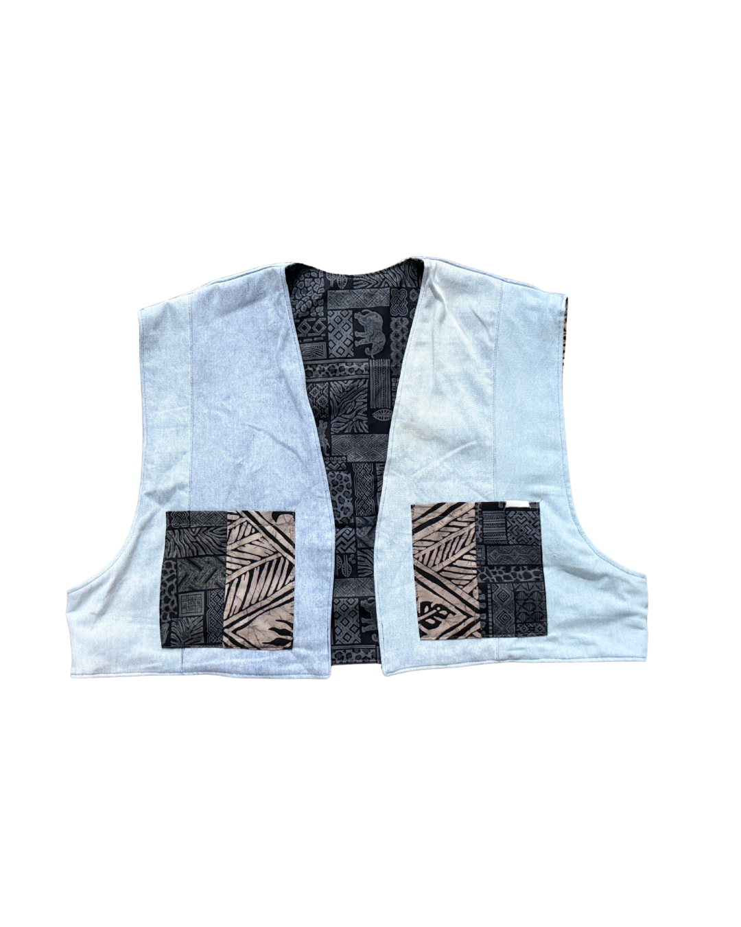 PATCHWORK VEST - Blue/Gray