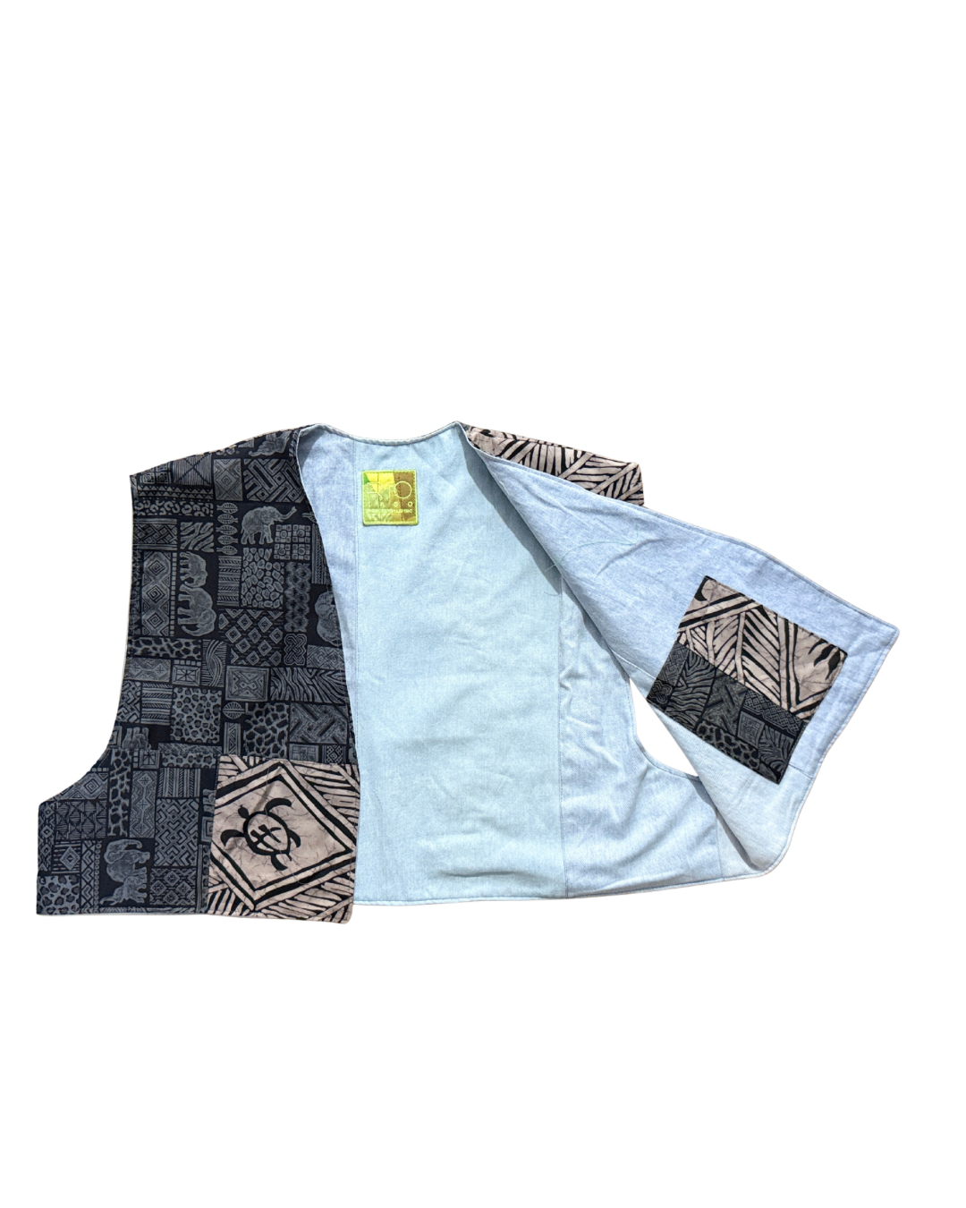 PATCHWORK VEST - Blue/Gray