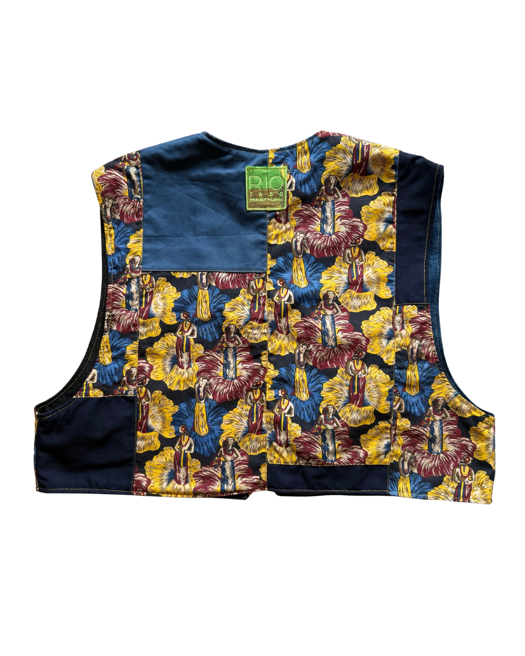 PATCHWORK VEST - Blue/Yellow floral