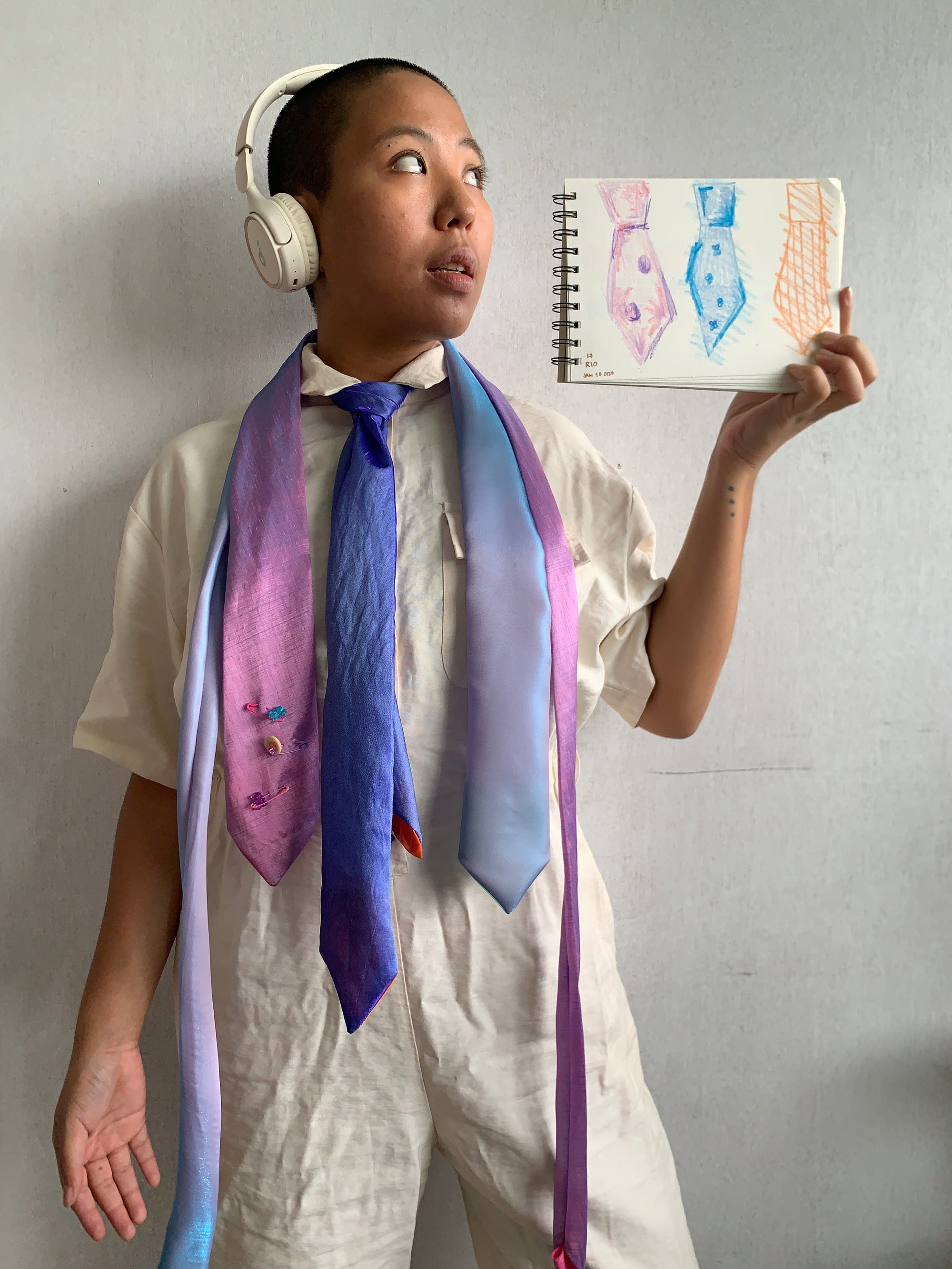 Necktie 17B - Holographic Blues & Greens & Purples