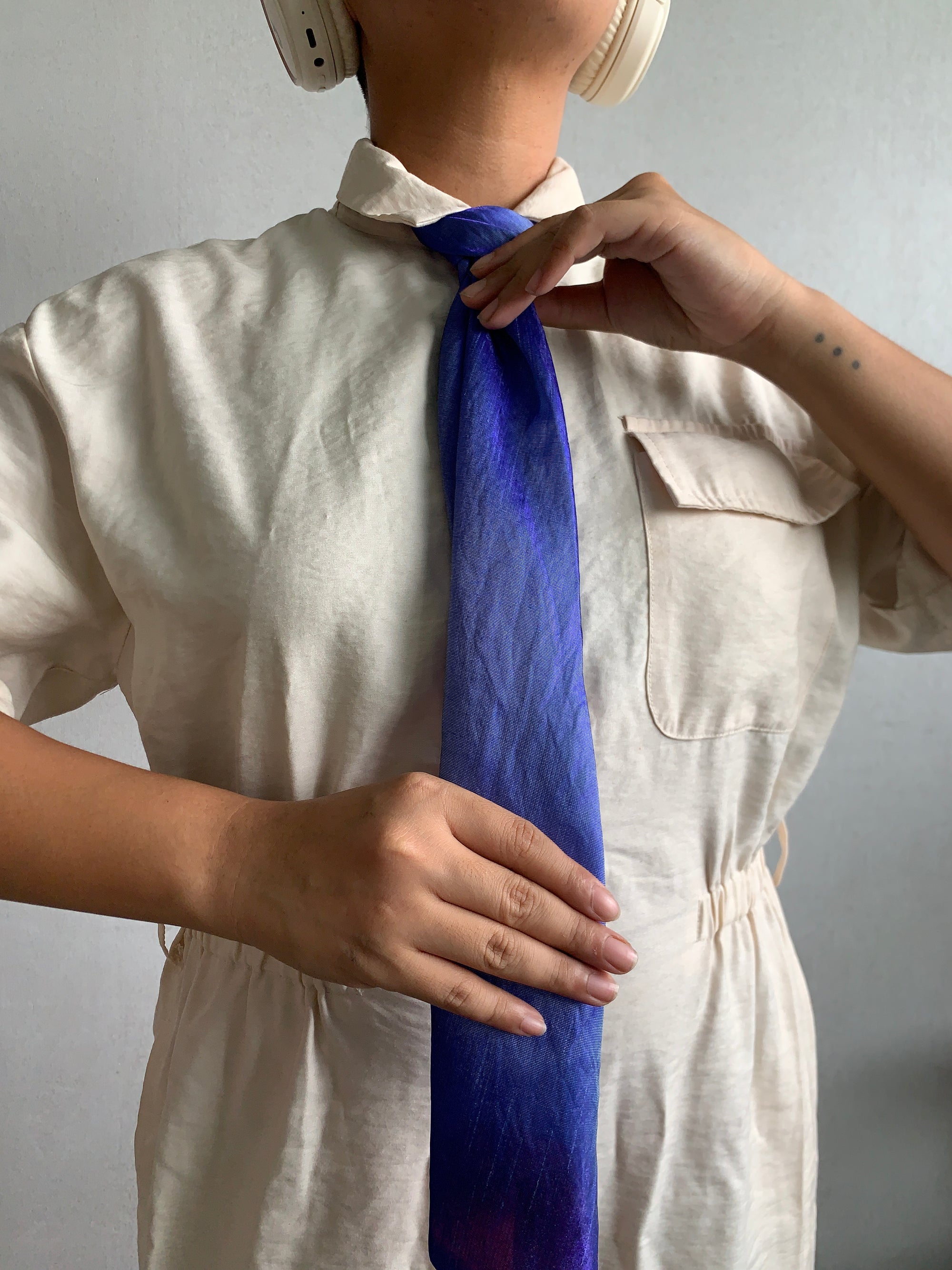 Necktie 17A - Holographic Blues & Oranges