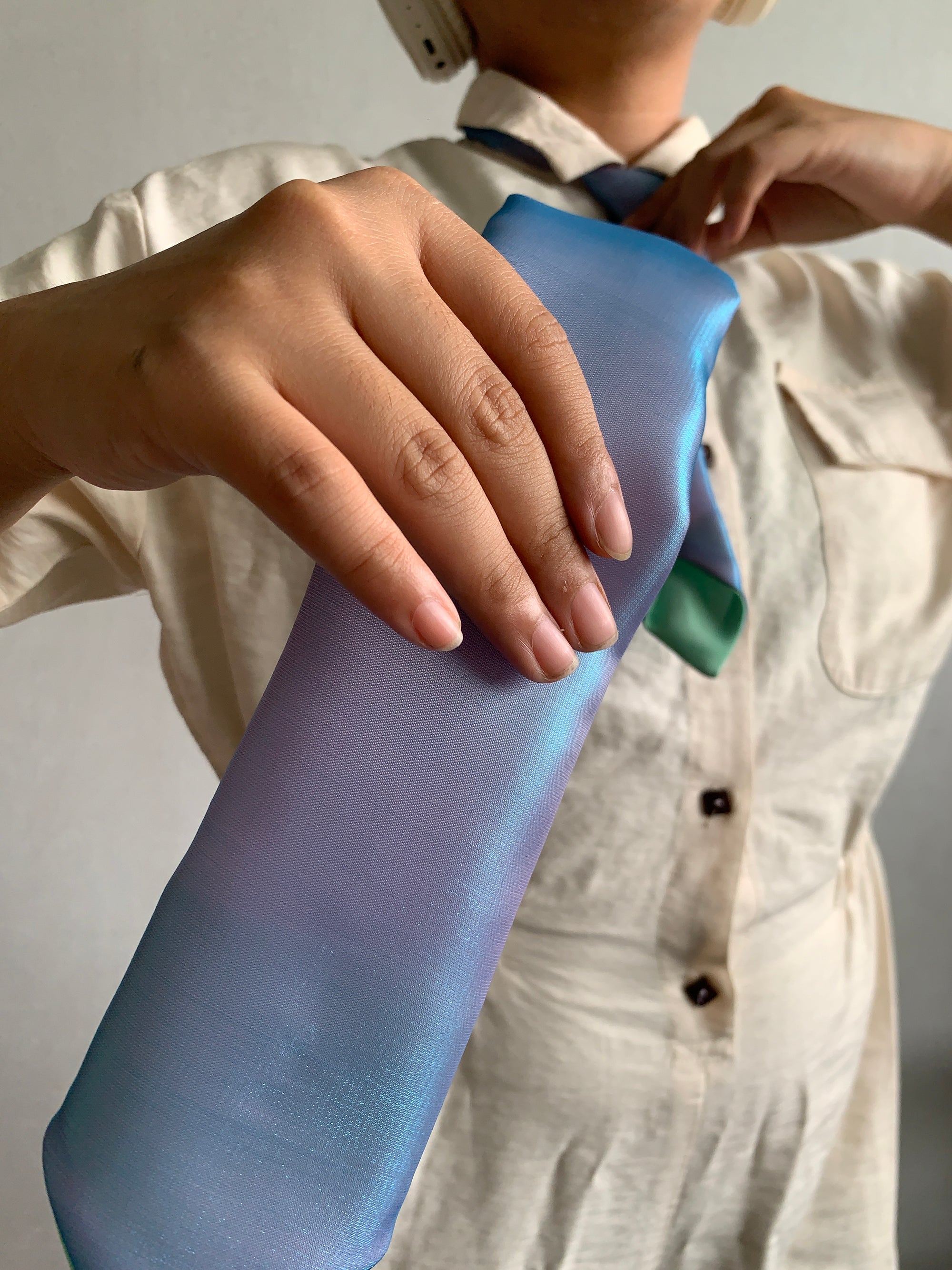 Necktie 17B - Holographic Blues & Greens & Purples