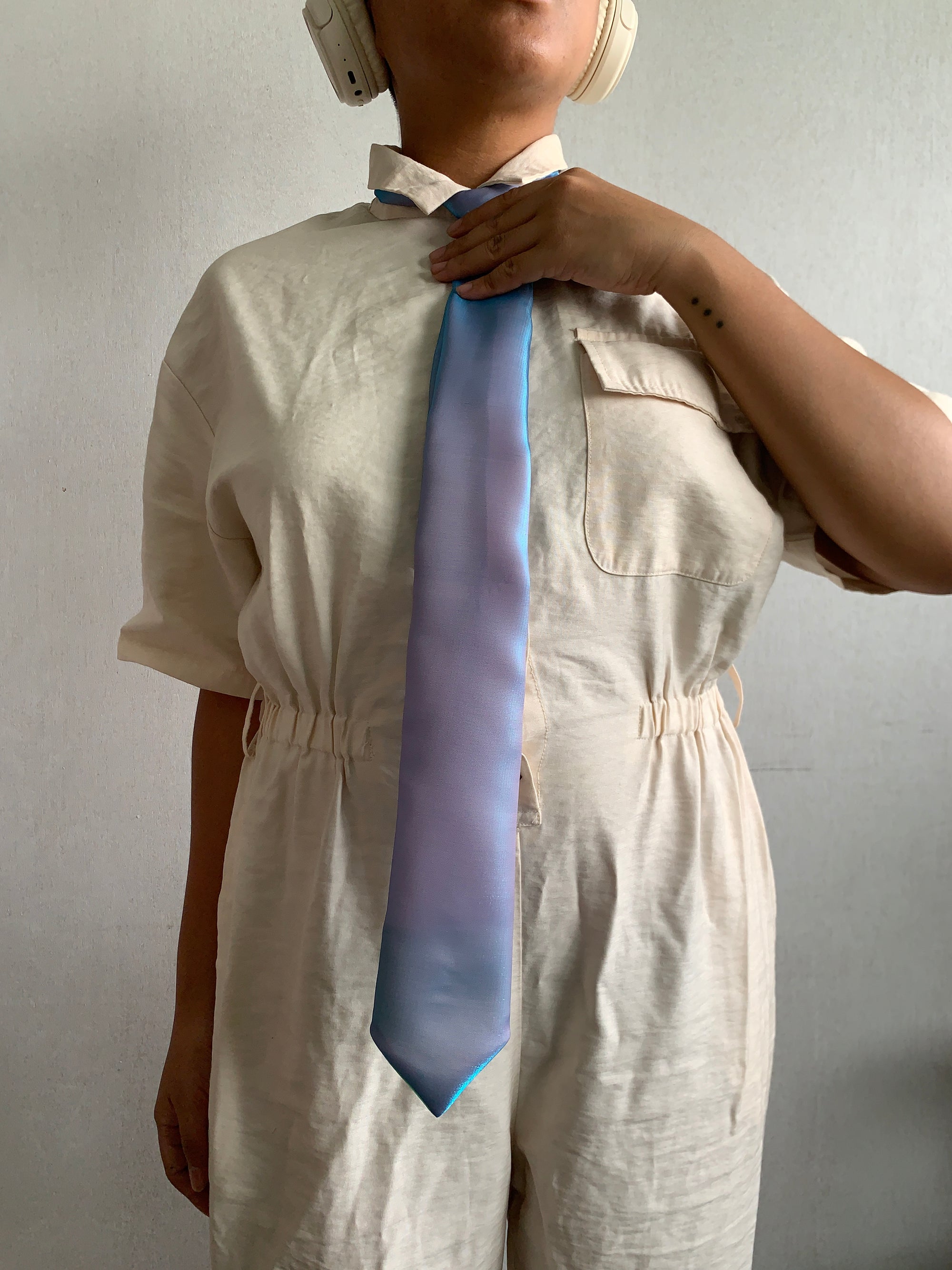 Necktie 17B - Holographic Blues & Greens & Purples