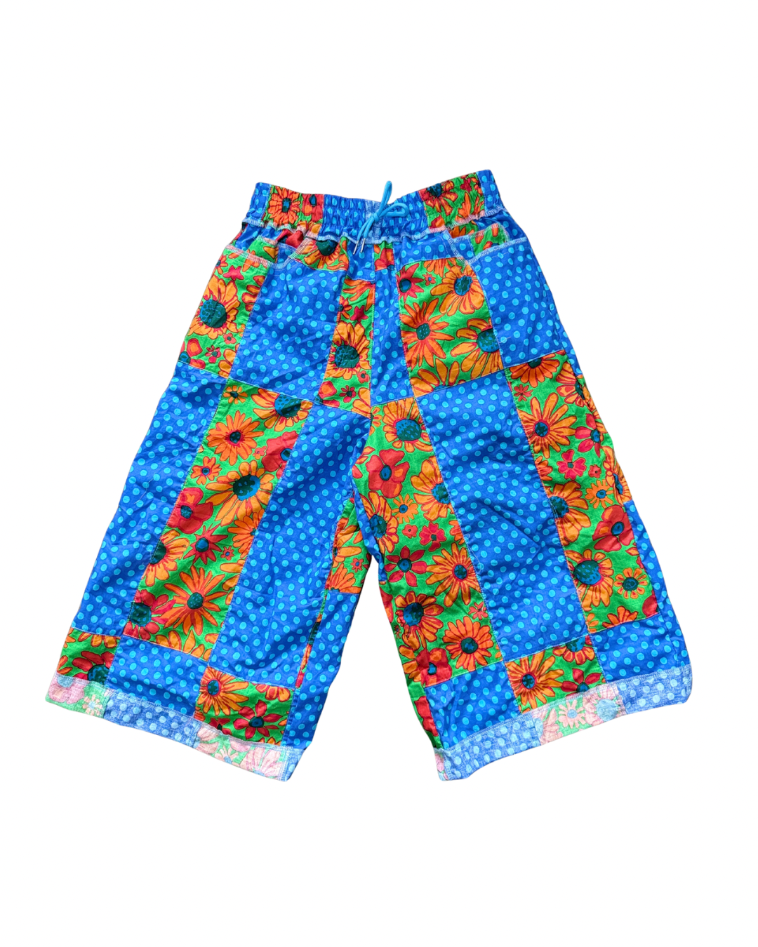 COZY CROP PANTS - BLUE/SUNFLOWER