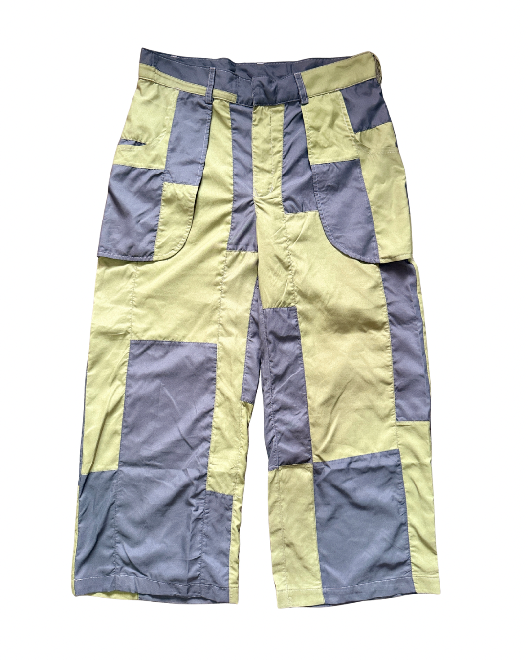SCOOP POCKET PATCHWORK TROUSERS - Green/gray