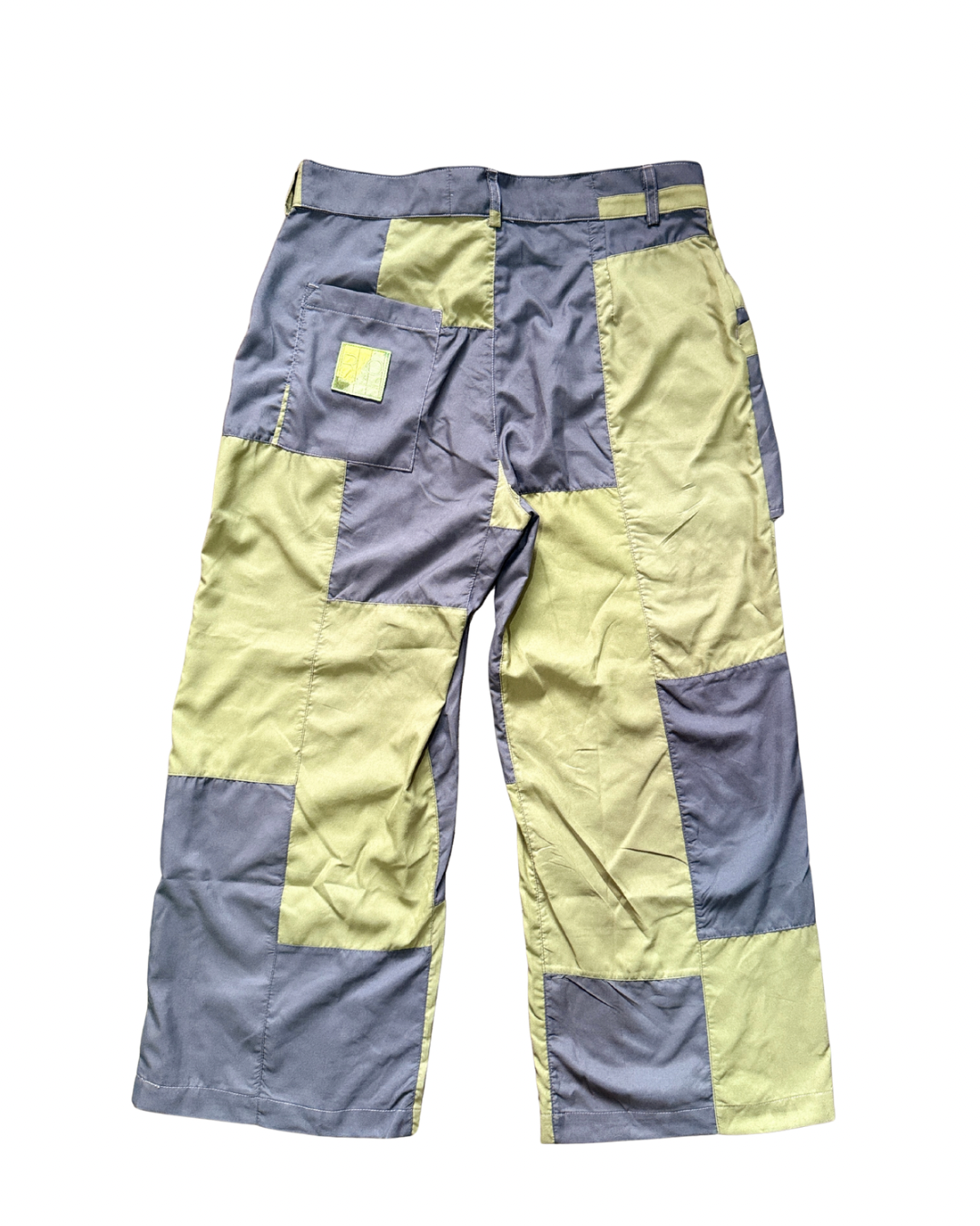 SCOOP POCKET PATCHWORK TROUSERS - Green/gray