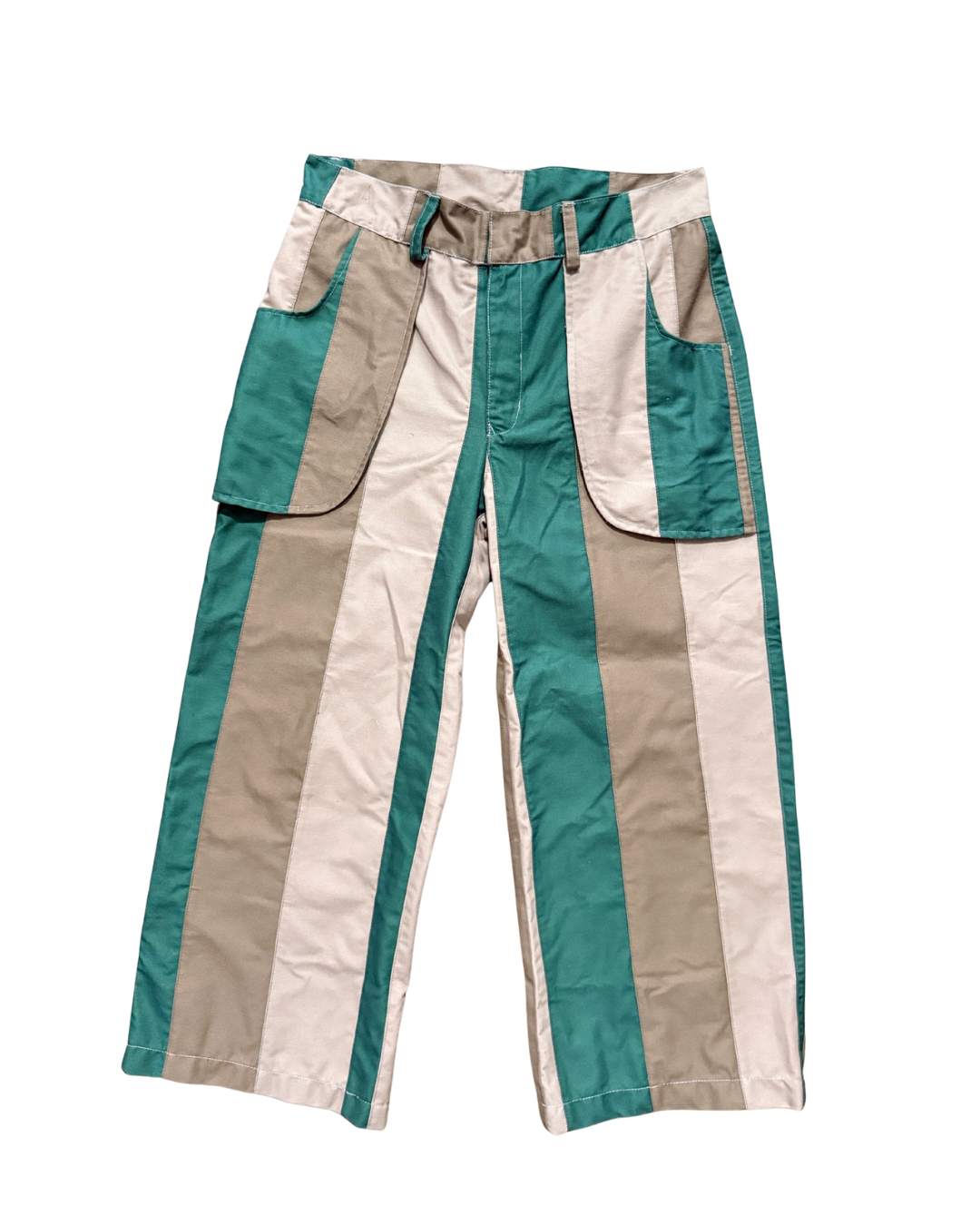 SCOOP POCKET PATCHWORK TROUSERS - Tree Stripes