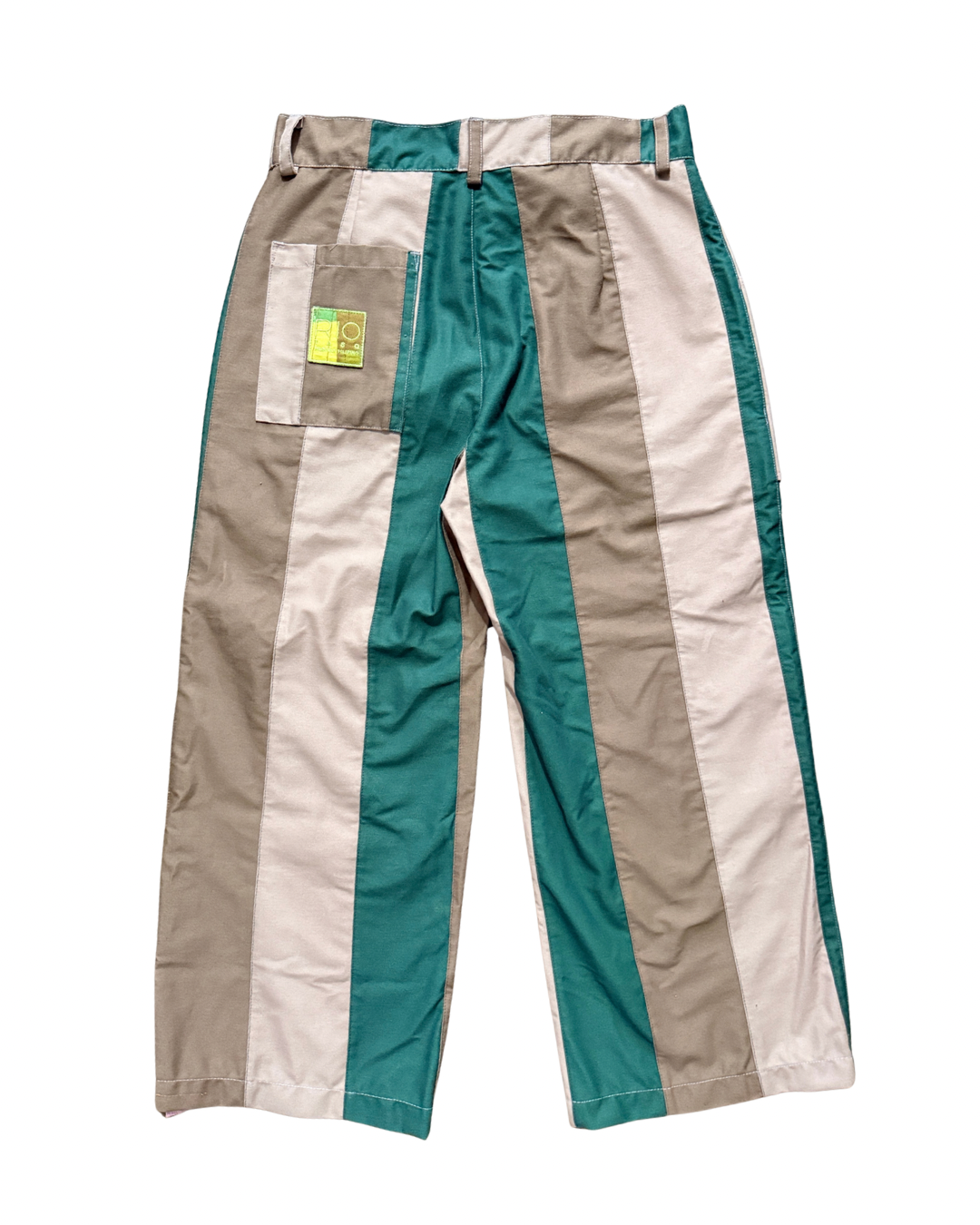 SCOOP POCKET PATCHWORK TROUSERS - Tree Stripes