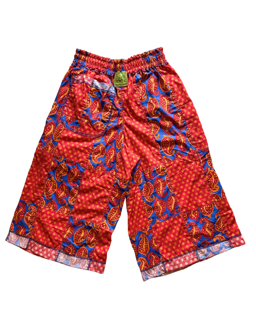 COZY CROP PANTS - Orange paisley
