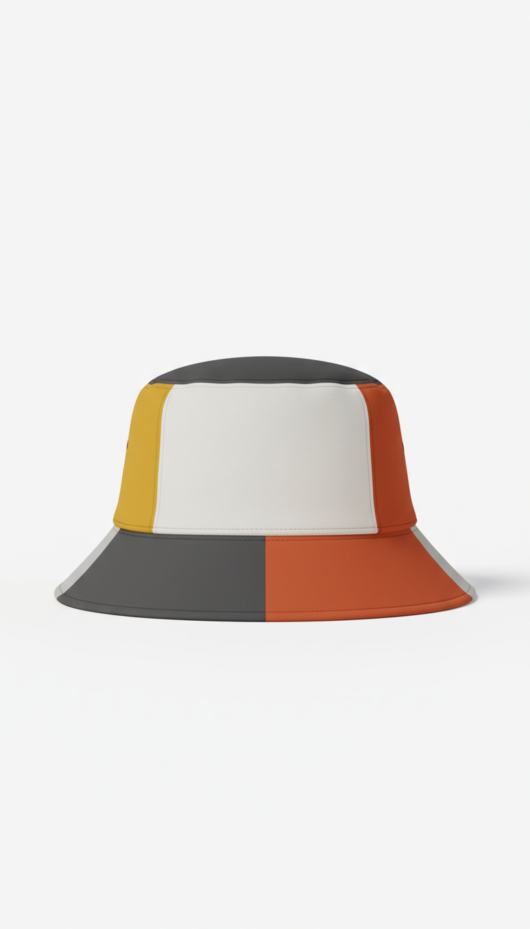 Color-Blocked Bucket Hat in Crisp Cotton