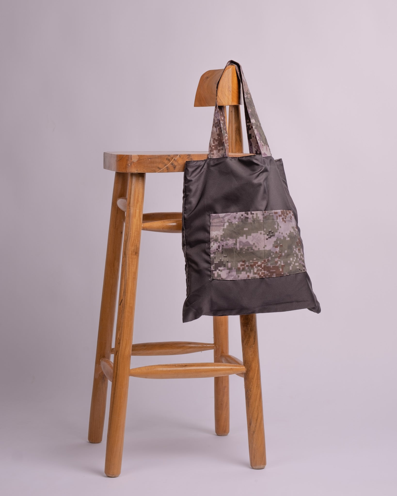 Waterproof Black Camou Reversible Tote Bag