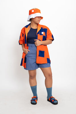 ORANGE/BLUE PATCHWORK POLO '22 (LIMITED EDITION COLOR COMBO)