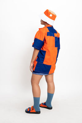 ORANGE/BLUE PATCHWORK POLO '22 (LIMITED EDITION COLOR COMBO)