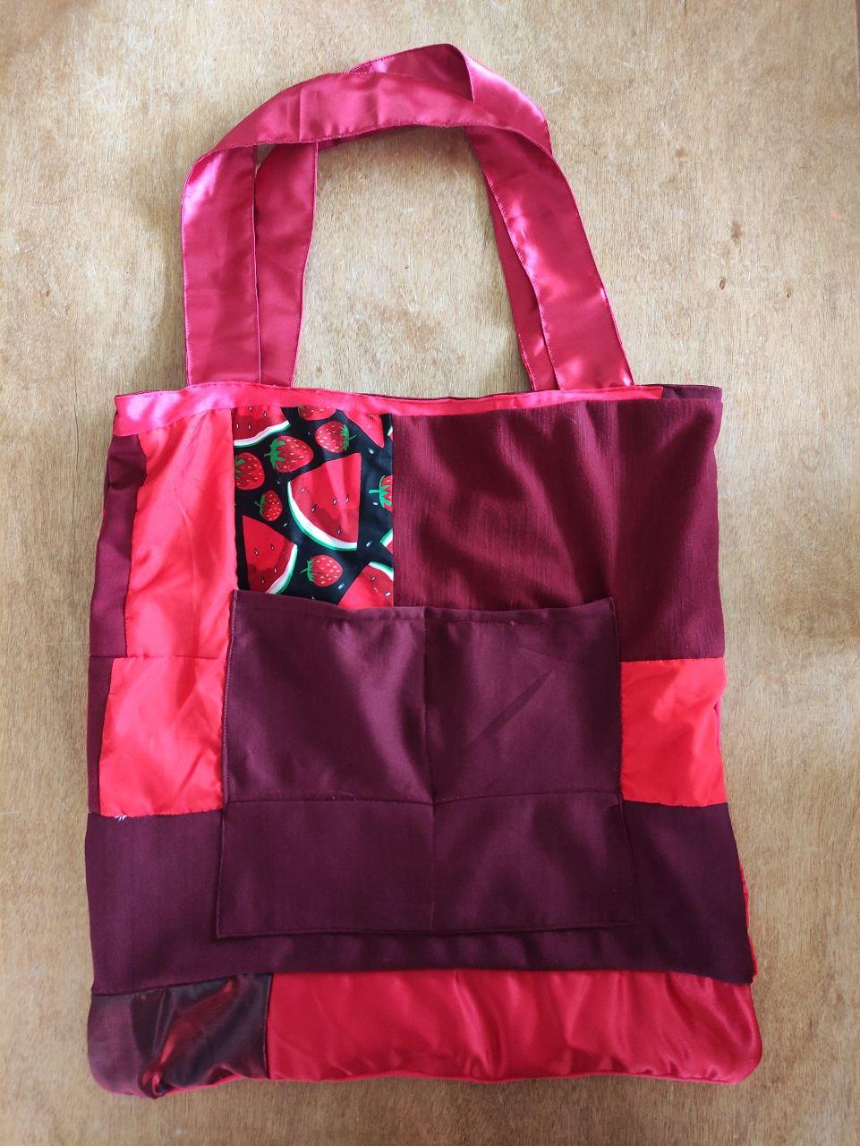 Red Watermelon Patchwork Reversible Tote Bag